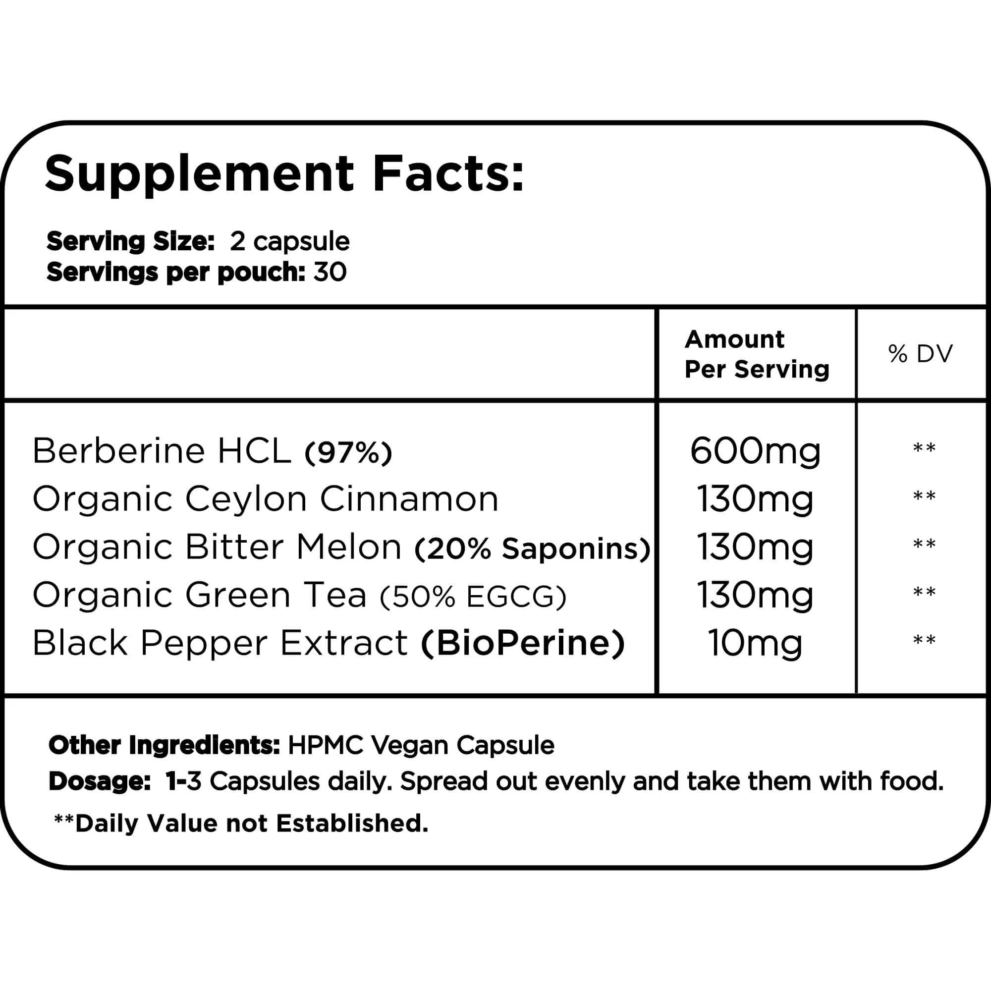 Berberine HCL 97% With Ceylon Cinnamon & Bitter Melon - Image 3